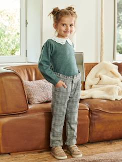Menina 2-14 anos-Calças em lã, aos quadrados, para menina