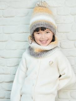 Menina 2-14 anos-Camisolas, casacos de malha, sweats-Casacos malha-Casaco modelo loose, emblema irisado em forma de flor, para menina