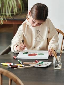 Menina 2-14 anos-Camisolas, casacos de malha, sweats-Sweatshirts -Sweat girly com detalhes fantasia, mangas franzidas, para menina