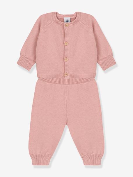 Conjunto de 2 peças para bebé, em tricot de lã e algodão, da Petit Bateau rosa 