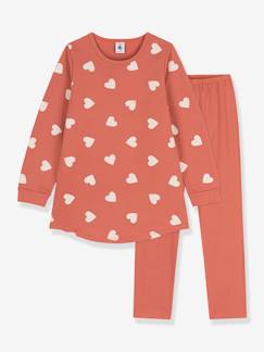Menina 2-14 anos-Pijamas-Camisa de dormir aos corações e leggings lisas, Petit Bateau