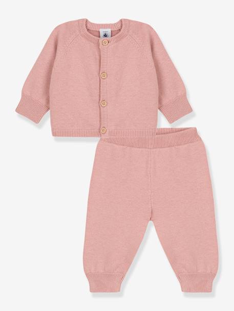 Conjunto de 2 peças para bebé, em tricot de lã e algodão, da Petit Bateau rosa 