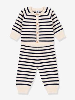 Bebé 0-36 meses-Conjuntos-Conjunto de 2 peças às riscas, para bebé, em tricot de lã e algodão, da Petit Bateau