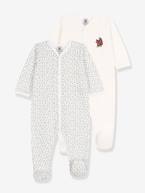 Lote de 2 pijamas para bebé, em algodão bio, da Petit Bateau branco 