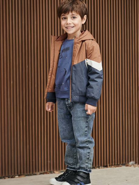 Jeans balão, fáceis de vestir, corte loose, para menino AZUL ESCURO DESBOTADO+PRETO ESCURO LISO 