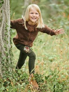 Menina 2-14 anos-Calças -Calças slim, flores bordadas, cintura subida, para menina