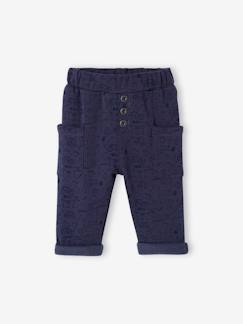 Bebé 0-36 meses-Calças, jeans-Calças estampadas, em moletão, para bebé