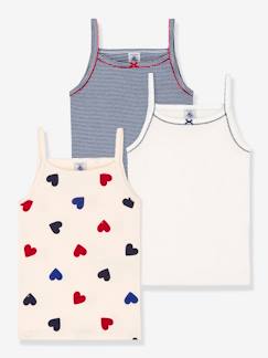 Menina 2-14 anos-T-shirts-Lote de 3 camisolas de alças corações, para criança - Petit Bateau