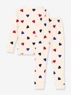 Pijama Corações para criança, em algodão bio, da Petit Bateau branco 