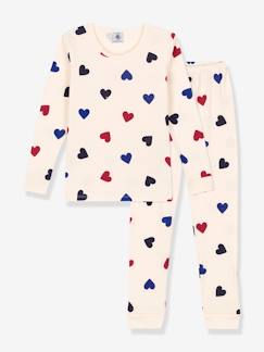 Menina 2-14 anos-Pijamas-Pijama Corações para criança, em algodão bio, da Petit Bateau