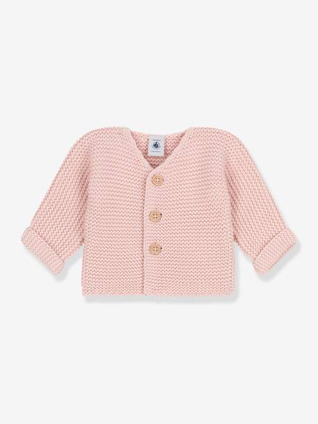 Casaco de bebé, tricot ponto de liga em algodão bio, da Petit Bateau branco+marinho+rosa 