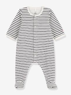 Bebé 0-36 meses-Pijamas, babygrows-Bodijama às riscas, em algodão bio, Petit Bateau