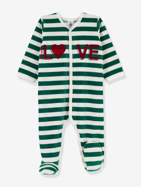 Pijama para bebé, em veludo - Petit Bateau verde 
