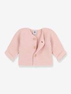 Casaco de bebé, tricot ponto de liga em algodão bio, da Petit Bateau branco+marinho+rosa 