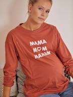 Camisola com mensagem, especial gravidez e amamentação CASTANHO MEDIO LISO COM MOTIVO 