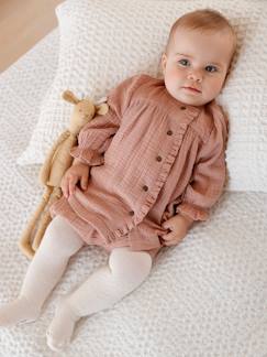 Bebé 0-36 meses-Vestidos, saias-Vestido em gaze de algodão e as cuecas a combinar, para bebé