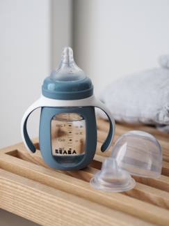 Puericultura-Alimentação Bebé-Loiça e conjuntos refeição-Biberão/copo de aprendizagem 2 em 1, em vidro (210 ml), da BEABA