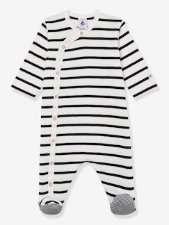 Bebé 0-36 meses-Pijama às riscas, em canelado, para bebé, da Petit Bateau
