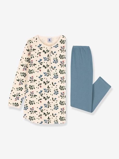 Camisa de dormir + leggings em moletão e algodão, da Petit Bateau bege 
