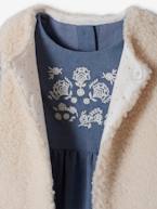 Conjunto de 3 peças, vestido + colete + fita de cabelo, para bebé menina azul-acinzentado 