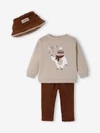 Conjunto de 3 peças, sweat + calças + chapéu tipo bob, para bebé cinzento 