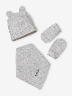 Bebé 0-36 meses-Acessórios-Gorros, cachecóis, luvas-Conjunto personalizável, em malha estampada, com gorro + luvas + lenço + saco,  para bebé