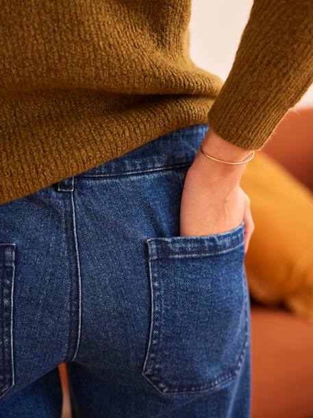 Jeans Wide Leg, entrepernas 78 cm, especial grávida AZUL MEDIO LISO 