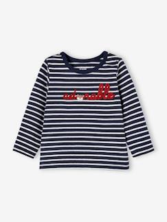 Bebé 0-36 meses-T-shirts-T-shirts-Camisola às riscas bordada, para bebé