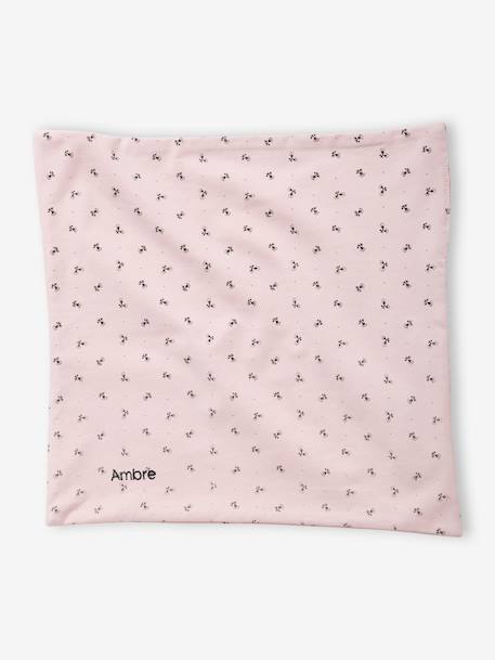Conjunto personalizável, em malha estampada com gorro + luvas + lenço + saco, para bebé menina pau-rosa 