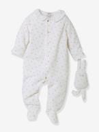 Caixa presente da CYRILLUS: pijama em veludo + boneco-doudou, para bebé branco 