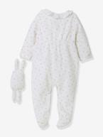 Caixa presente da CYRILLUS: pijama em veludo + boneco-doudou, para bebé branco 