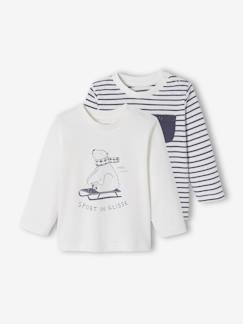 Bebé 0-36 meses-T-shirts-T-shirts-Lote de 2 camisolas, animal e riscas, para bebé