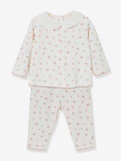 Bebé 0-36 meses-Pijamas, babygrows-Pijama de 2 peças, da CYRILLUS, em veludo, para bebé