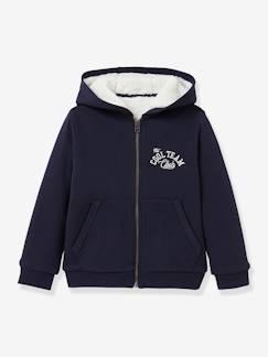 Menino 2-14 anos-Camisolas, casacos de malha, sweats-Casaco com fecho, da CYRILLUS, forro em sherpa, para menino