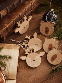 Têxtil-lar e Decoração-Decoração-Lote de 6 bolas de Natal, em madeira