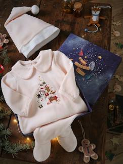 Pijama de Natal e gorro em veludo, para bebé menina
