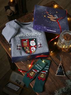 Menino 2-14 anos-Camisolas, casacos de malha, sweats-Sweatshirts-Conjunto de Natal, sweat com brasão e meias, para menino