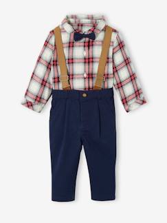 Bebé 0-36 meses-Conjuntos-Conjunto camisa + calças com suspensórios + laço-papillon, para bebé