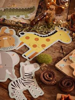 Brinquedos-5 puzzles evolutivos, de 3 a 6 peças em cartão, Savana