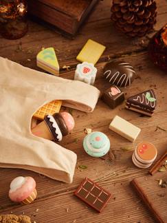 Brinquedos- Jogos de imitação- Cozinhas de brincar-Saco com bolos e chocolates, em madeira FSC®