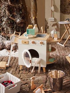 Brinquedos- Jogos de imitação-Casa, bricolagem e profissões-Máquina de lavar e de passar a ferro, em madeira