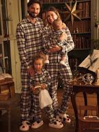 Pijama aos quadrados, em flanela, para bebé cru 