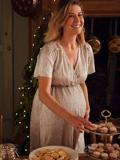Roupa grávida-Amamentação-Vestido irisado, cruzado, especial gravidez e amamentação
