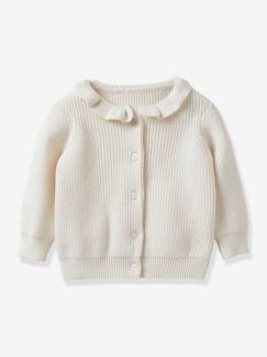 Bebé 0-36 meses-Camisolas, casacos de malha, sweats-Casacos-Casaco com gola larga, da CYRILLUS, para bebé menina