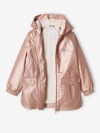 Impermeável metalizado, com capuz, para menina rosa 