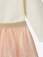 Conjunto camisola com gola e saia em tule, para bebé cru 