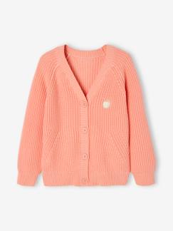 Menina 2-14 anos-Camisolas, casacos de malha, sweats-Casaco em malha canelada, para menina