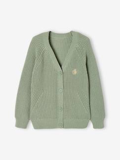 Menina 2-14 anos-Camisolas, casacos de malha, sweats-Casaco em malha canelada, para menina