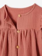 Blusa com folhos, em gaze de algodão, para bebé rosa-velho+verde-água 