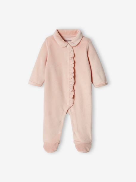 Lote de 2 pijamas coração, em veludo, para bebé menina rosa-pálido 